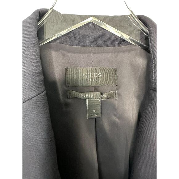 J.Crew Super 120s Navy Blue Wool Blazer Size 4 Office Career Work Business - Picture 2 of 10